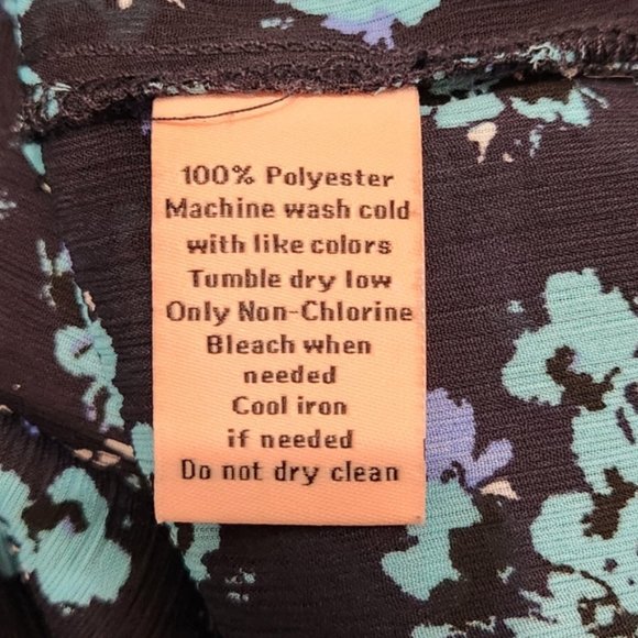 Juicy Couture Layered Ruffled V-Neck Black/Aqua/Purple Cold Shoulder Flowy Top - Picture 8 of 8